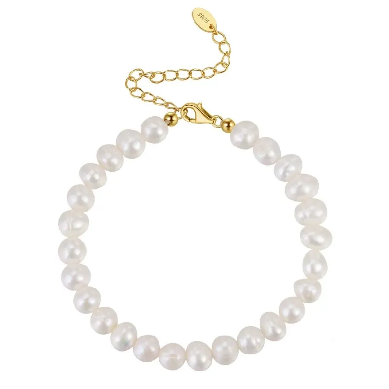 925 Sterling Silver Baroque Pearl Bracelet 100500011