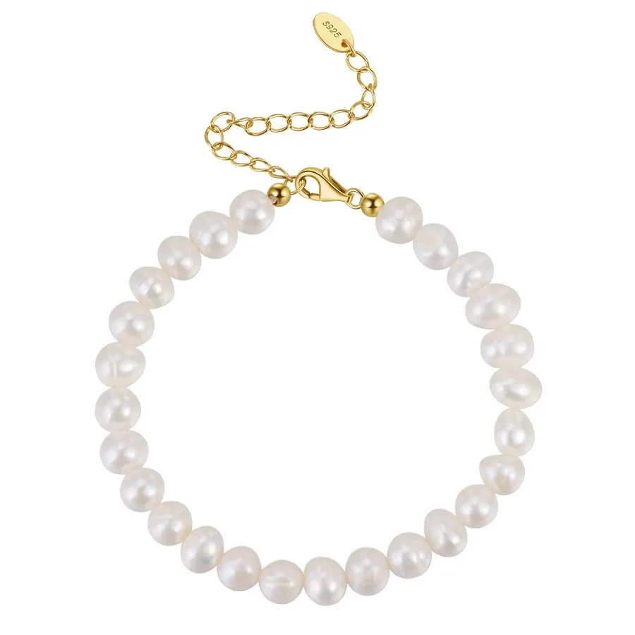 925 Sterling Silver Baroque Pearl Bracelet 100500011