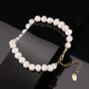 925 Sterling Silver Baroque Pearl Bracelet 100500011