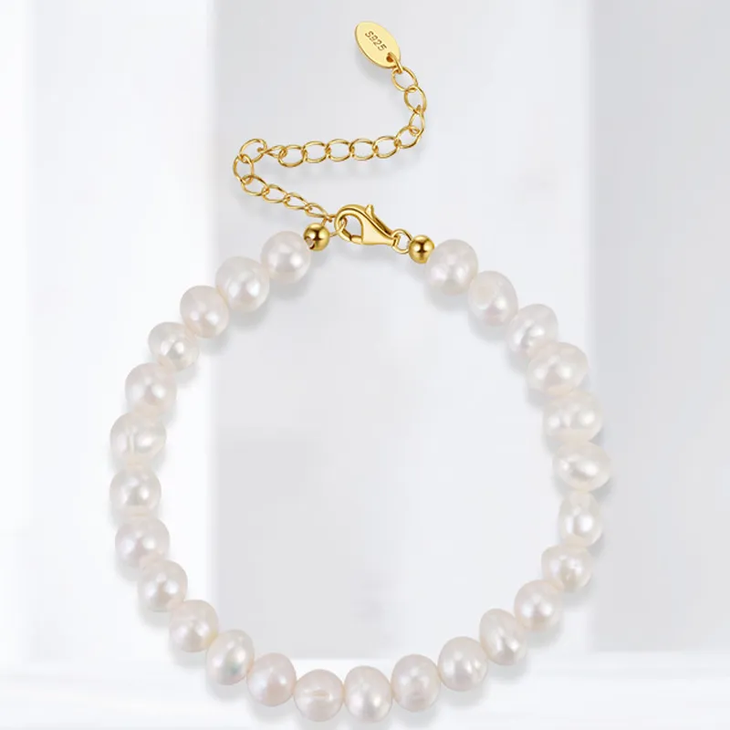 925 Sterling Silver Baroque Pearl Bracelet 100500011 - image1