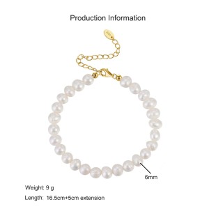 925 Sterling Silver Baroque Pearl Bracelet 100500011