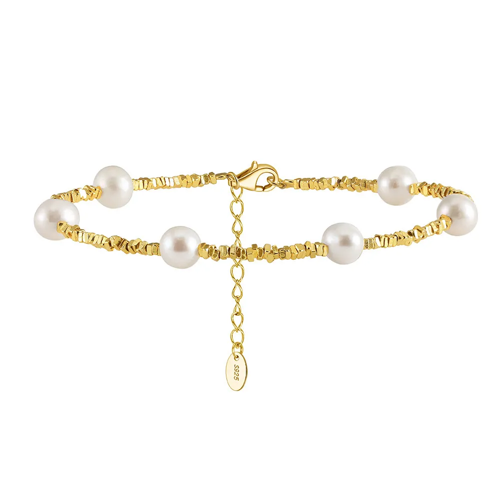 925 Sterling Silver Freshwater Pearl Cube Bracelet 100500012