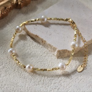925 Sterling Silver Freshwater Pearl Cube Bracelet 100500012