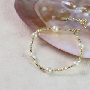 925 Sterling Silver Freshwater Pearl Cube Bracelet 100500012