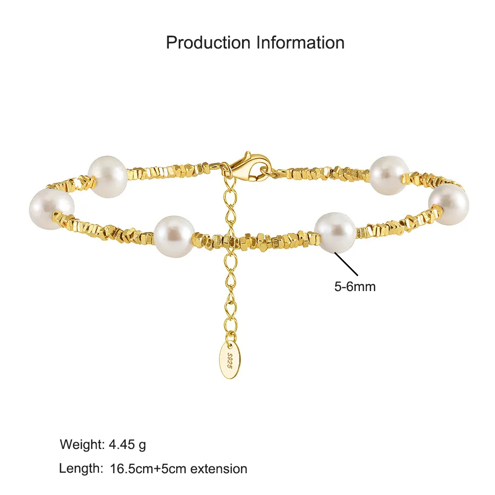 925 Sterling Silver Freshwater Pearl Cube Bracelet 100500012 - image2