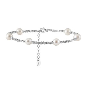 925 Sterling Silver Freshwater Pearl Cube Bracelet 100500012
