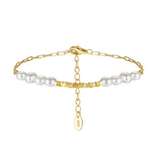 925 Sterling Silver Pearl Cube Bracelet 100500013