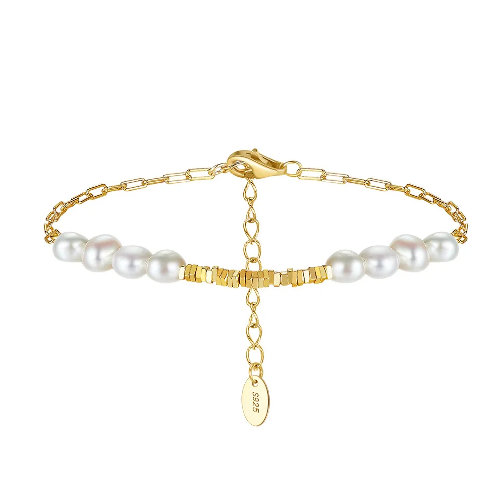 925 Sterling Silver Pearl Cube Bracelet 100500013