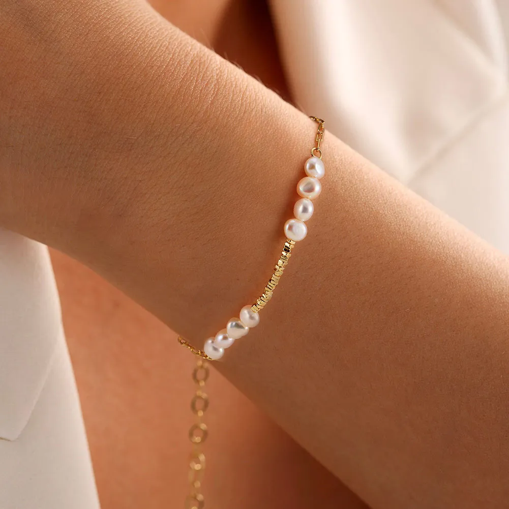 925 Sterling Silver Pearl Cube Bracelet 100500013 - image1
