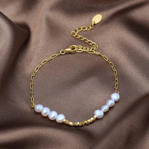 925 Sterling Silver Pearl Cube Bracelet 100500013