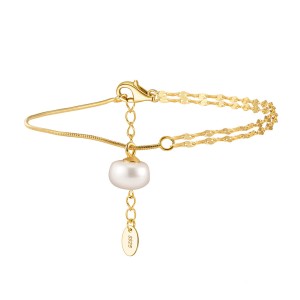 925 Sterling Silver Multi-Chain Pearl Bracelet 100500015