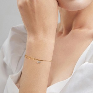 925 Sterling Silver Multi-Chain Pearl Bracelet 100500015