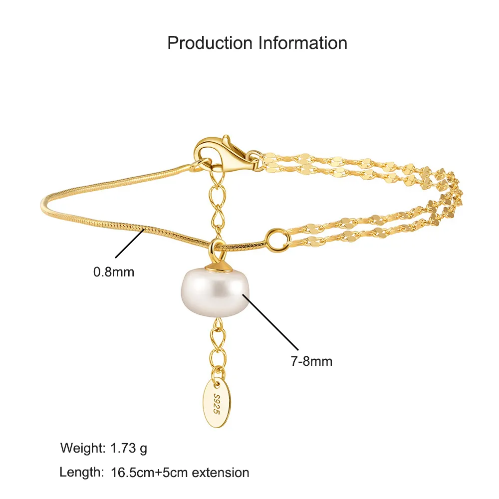 925 Sterling Silver Multi-Chain Pearl Bracelet 100500015 - image2