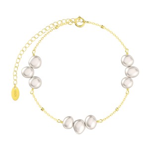 925 Sterling Silver Baroque Freshwater Pearl Bracelet 100500016
