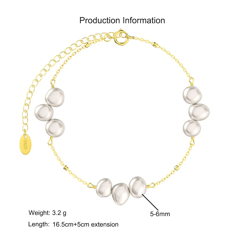 925 Sterling Silver Baroque Freshwater Pearl Bracelet 100500016 - image2
