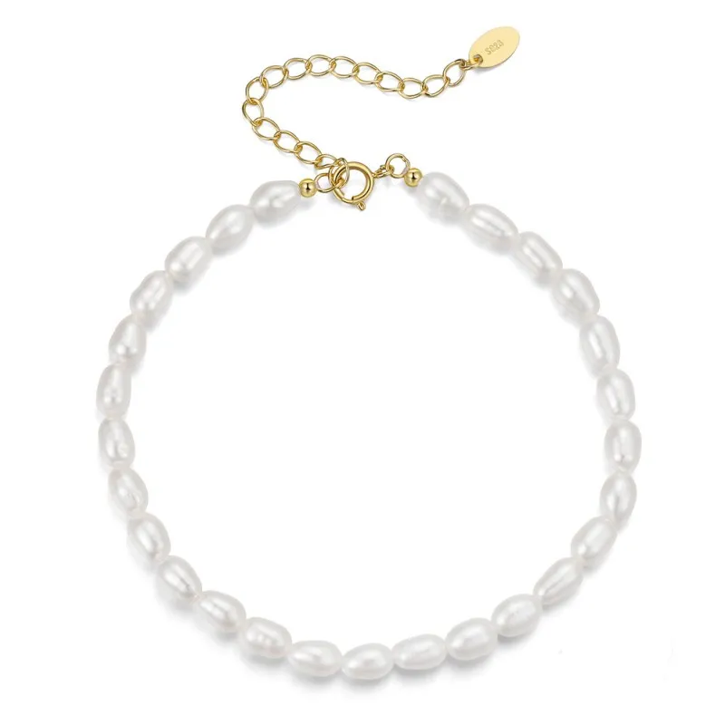 925 Sterling Silver Baroque Pearl Bracelet 100500017