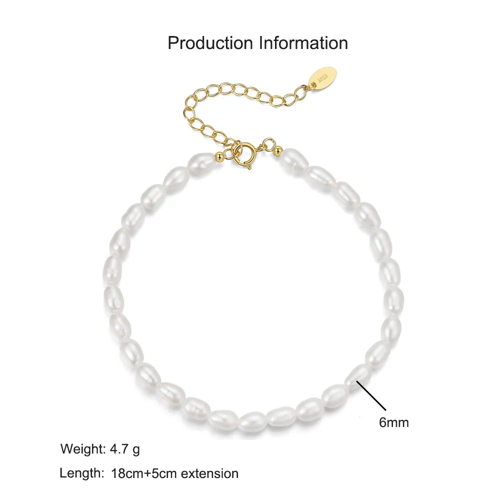 925 Sterling Silver Baroque Pearl Bracelet 100500017 - image2