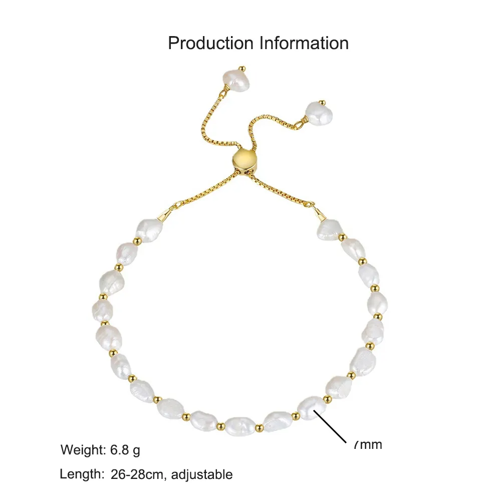 925 Sterling Silver Fresh Water Pearl Adjustable Bracelet 100500018 - image2