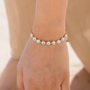 925 Sterling Silver Adjustable Pearl Bracelet 100500029