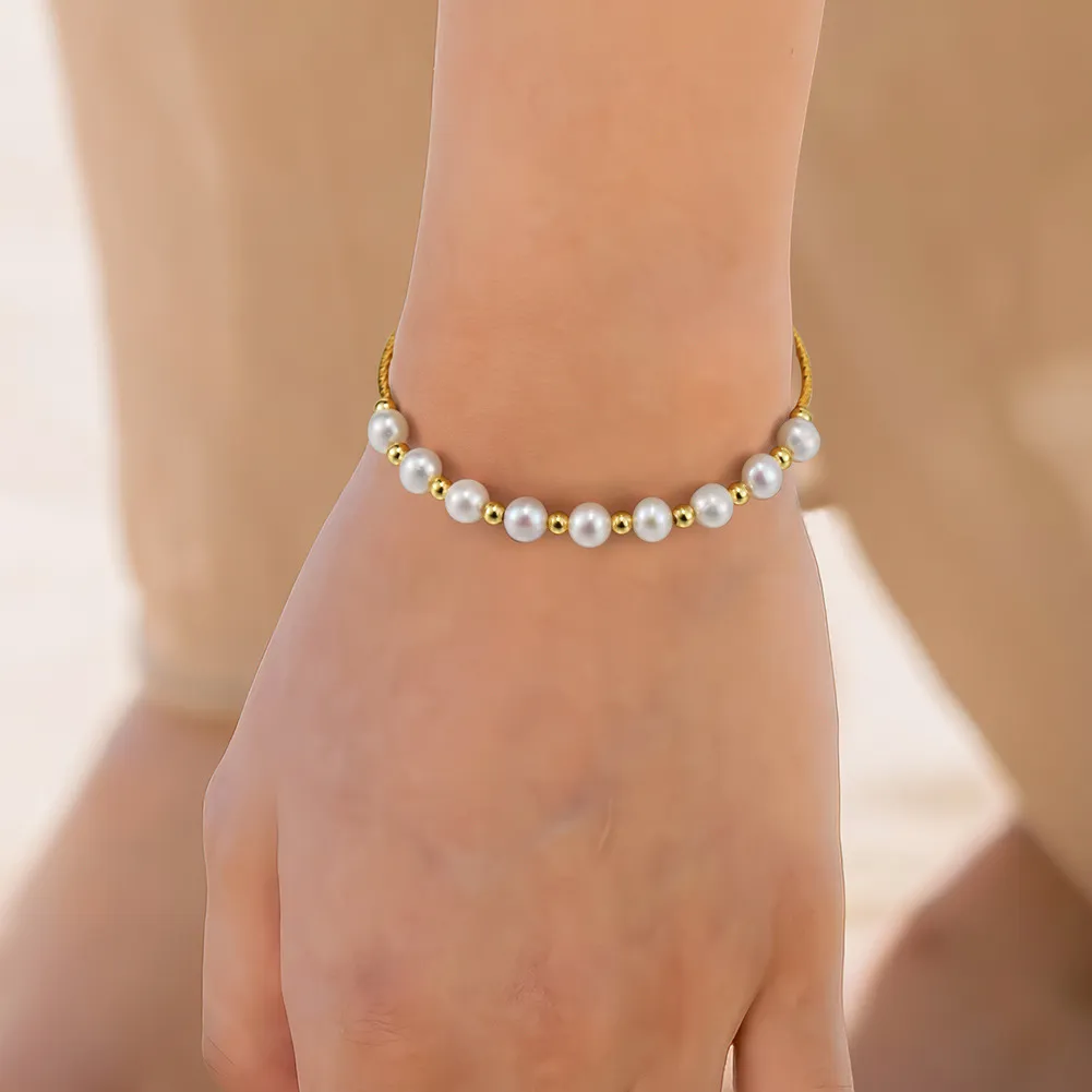 925 Sterling Silver Adjustable Pearl Bracelet 100500029 - image1