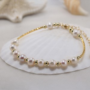 925 Sterling Silver Adjustable Pearl Bracelet 100500029