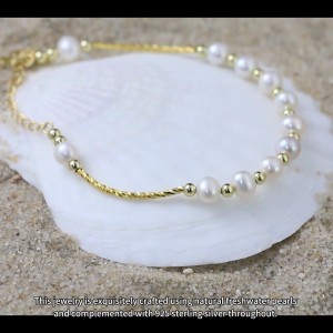 925 Sterling Silver Adjustable Pearl Bracelet 100500029