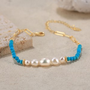 925 Sterling Silver Fresh Water Pearl Paperclip Bracelet 100500030