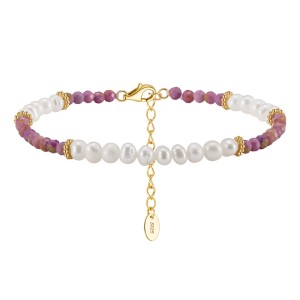 925 Sterling Silver Purple Mica Pearl Bracelet 100500033