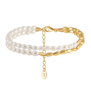 925 Sterling Silver Double-Layer Pearl Bracelet 100500035