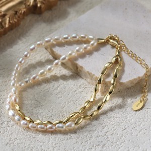 925 Sterling Silver Double-Layer Pearl Bracelet 100500035