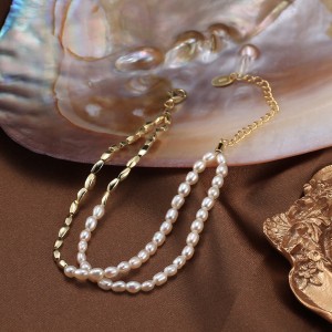 925 Sterling Silver Double-Layer Pearl Bracelet 100500035