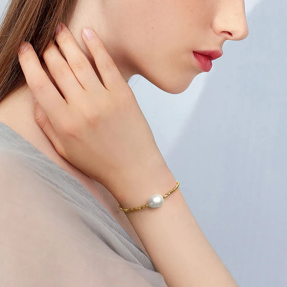 925 Sterling Silver Baroque Pearl Nugget Bead Bracelet 100500038 - image1