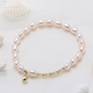 925 Sterling Silver Baroque Pearl Bell Bracelet 100500039