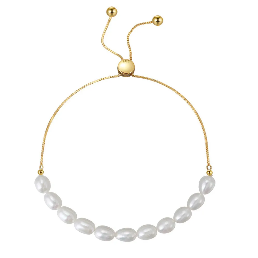 925 Sterling Silver Adjustable Pearl Bracelet 100500040