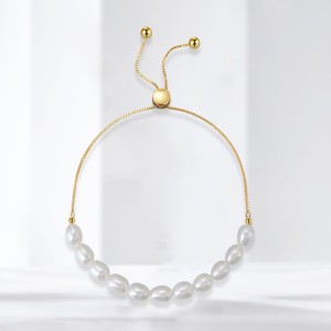 925 Sterling Silver Adjustable Pearl Bracelet 100500040