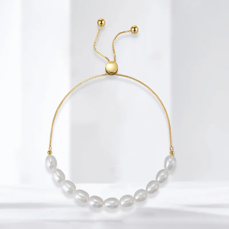 925 Sterling Silver Adjustable Pearl Bracelet 100500040 - image1