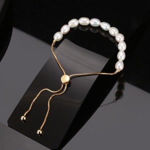 925 Sterling Silver Adjustable Pearl Bracelet 100500040
