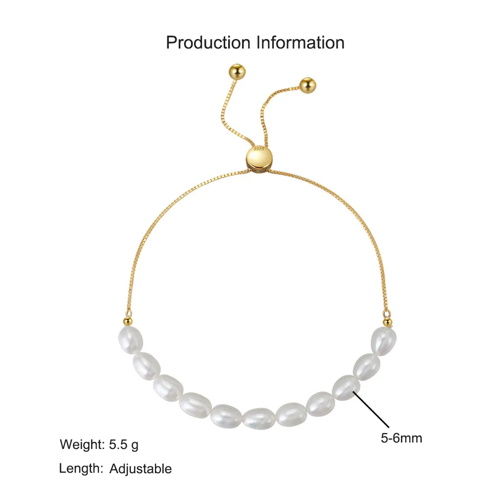925 Sterling Silver Adjustable Pearl Bracelet 100500040 - image2