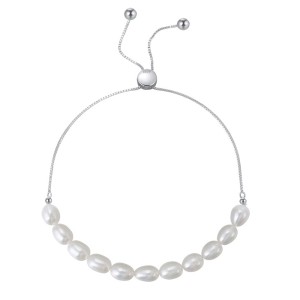 925 Sterling Silver Adjustable Pearl Bracelet 100500040