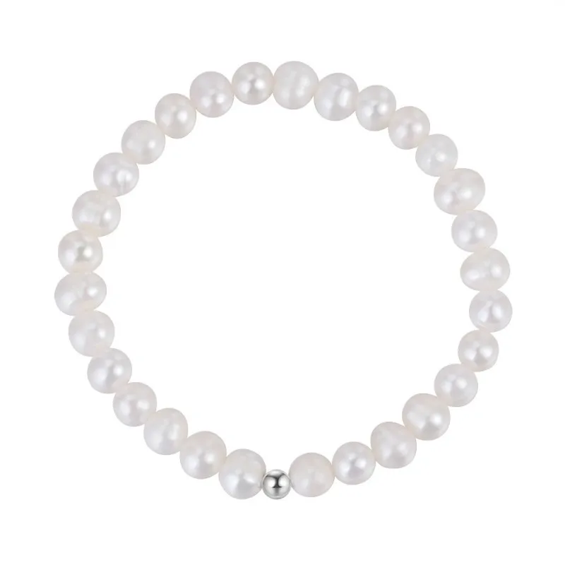 925 Sterling Silver Baroque Irregular Pearl Bracelet 100500041