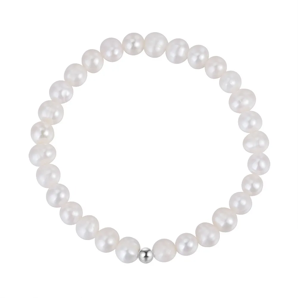 925 Sterling Silver Baroque Irregular Pearl Bracelet 100500041