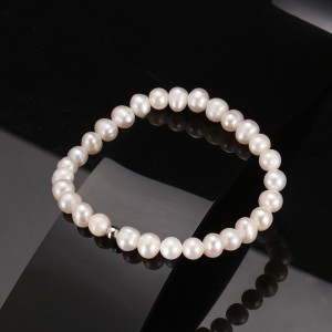 925 Sterling Silver Baroque Irregular Pearl Bracelet 100500041