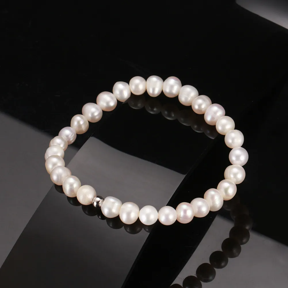 925 Sterling Silver Baroque Irregular Pearl Bracelet 100500041 - image1