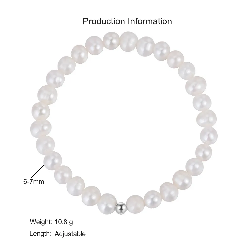 925 Sterling Silver Baroque Irregular Pearl Bracelet 100500041 - image2