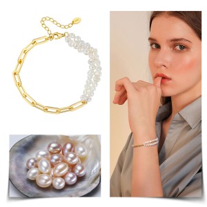 925 Sterling Silver Baroque Pearl Bracelet 100500043