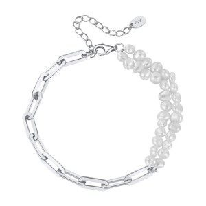 925 Sterling Silver Baroque Pearl Bracelet 100500043