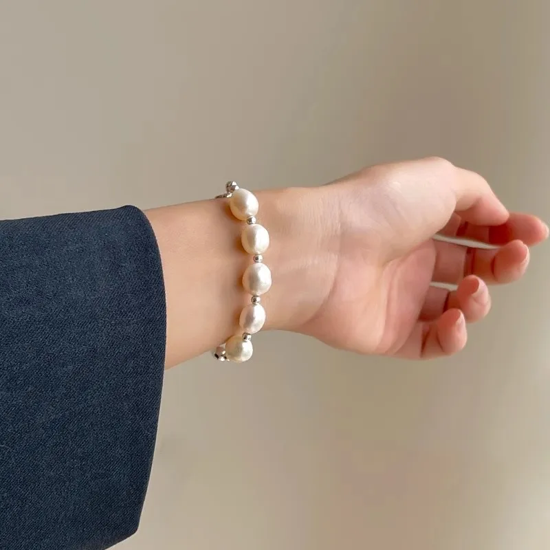 925 Sterling Silver Freshwater Pearl Half Bangle Bracelet 100500046 - image1