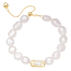 925 Sterling Silver Baroque Freshwater Pearl Bracelet 100500050