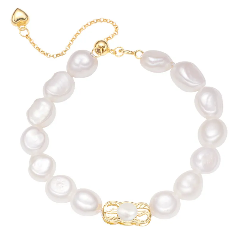 925 Sterling Silver Baroque Freshwater Pearl Bracelet 100500050