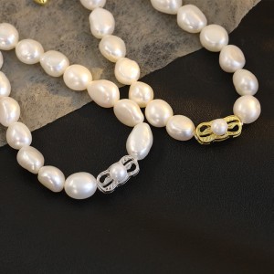 925 Sterling Silver Baroque Freshwater Pearl Bracelet 100500050